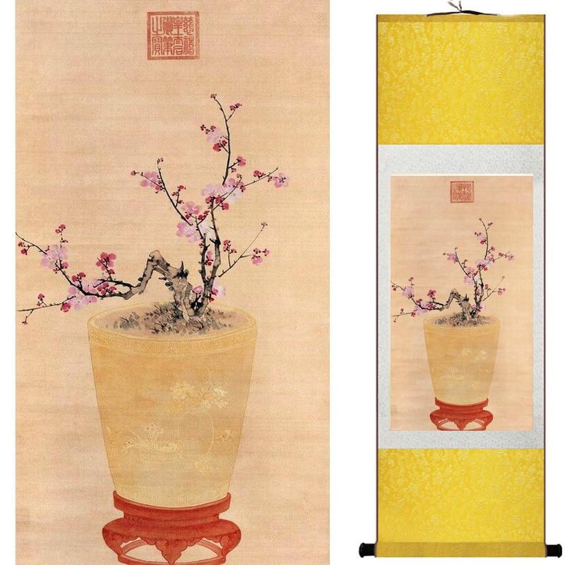 Chinese Art Scroll Painting Flowers Ancient Silk Picture Wall Ideas 20630-Chinese Style Finds™