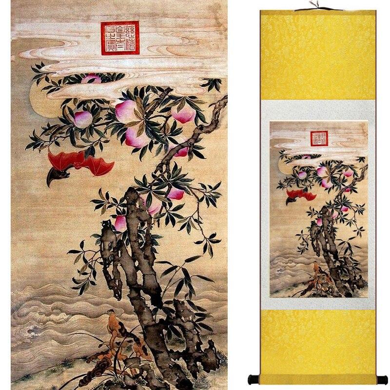 Chinese Art Scroll Painting Flowers Ancient Silk Picture Wall Ideas 20642-Chinese Style Finds™