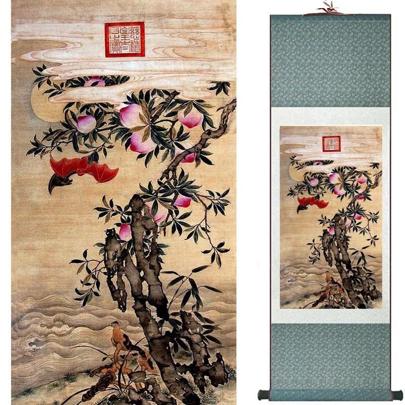 Chinese Art Scroll Painting Flowers Ancient Silk Picture Wall Ideas 20642-Chinese Style Finds™