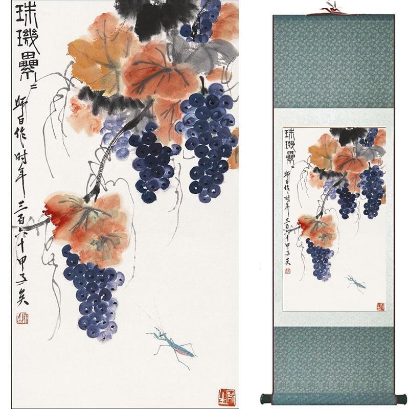 Chinese Art Scroll Painting Flowers Ancient Silk Picture Wall Ideas 20718-Chinese Style Finds™