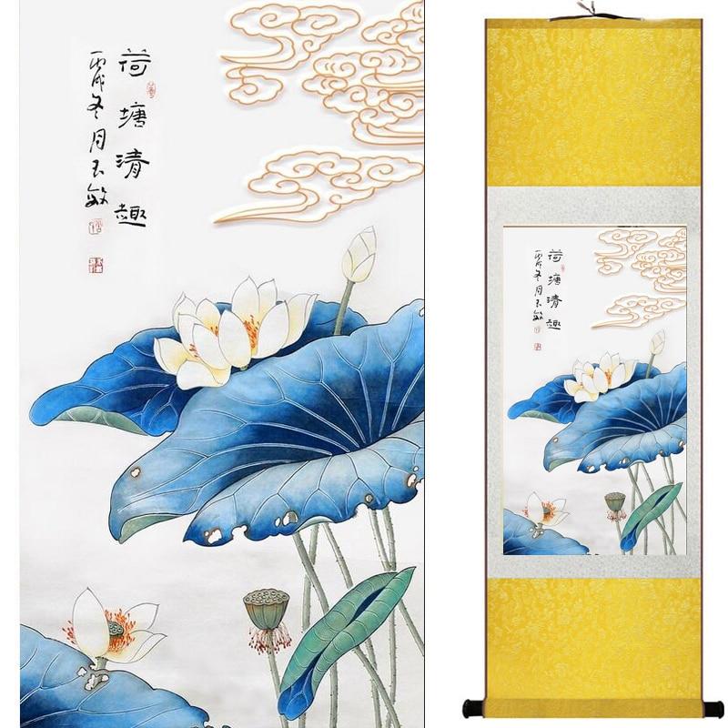 Chinese Art Scroll Painting Flowers Ancient Silk Picture Wall Ideas 20726-Chinese Style Finds™