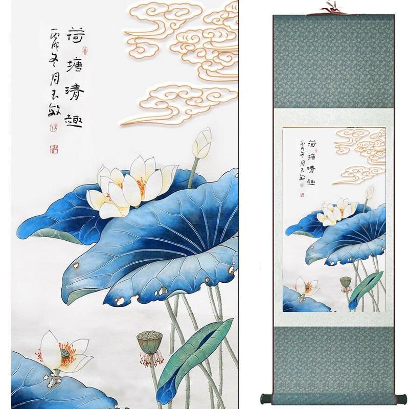 Chinese Art Scroll Painting Flowers Ancient Silk Picture Wall Ideas 20726-Chinese Style Finds™