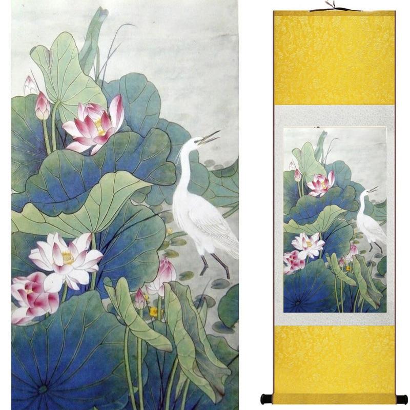 Chinese Art Scroll Painting Flowers Ancient Silk Picture Wall Ideas 20742-Chinese Style Finds™