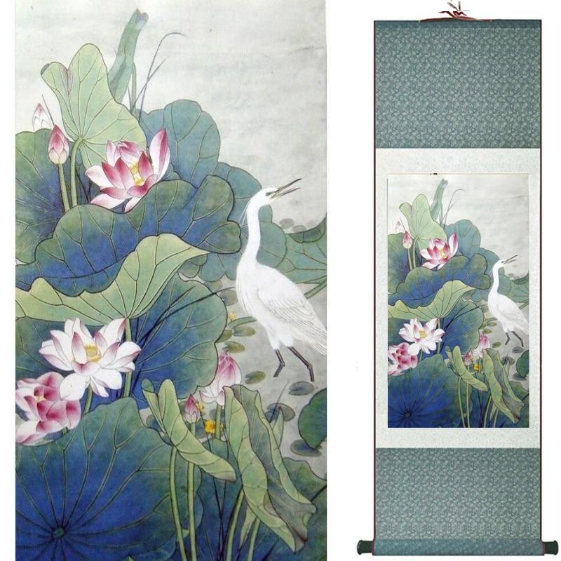 Chinese Art Scroll Painting Flowers Ancient Silk Picture Wall Ideas 20742-Chinese Style Finds™