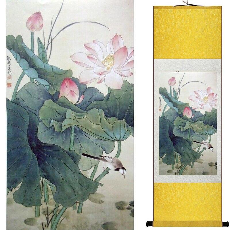 Chinese Art Scroll Painting Flowers Ancient Silk Picture Wall Ideas 20746-Chinese Style Finds™