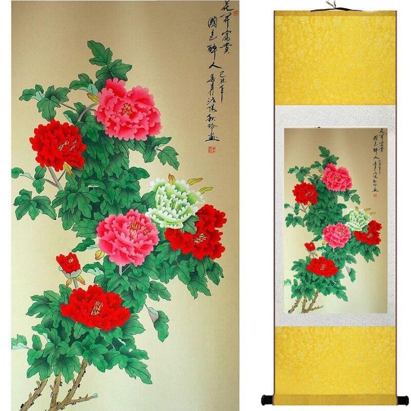 Chinese Art Scroll Painting Flowers Ancient Silk Picture Wall Ideas 20786-Chinese Style Finds™