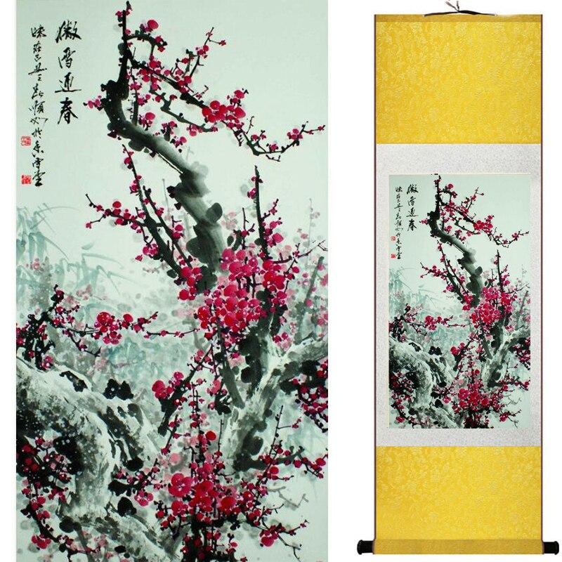 Chinese Art Scroll Painting Flowers Ancient Silk Picture Wall Ideas 20802-Chinese Style Finds™