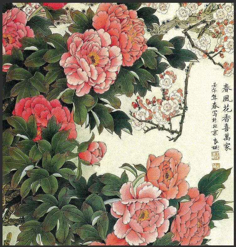 Chinese Art Scroll Painting Flowers And Animal Birds Ancient Silk Picture Wall Ideas 10194-Chinese Style Finds™