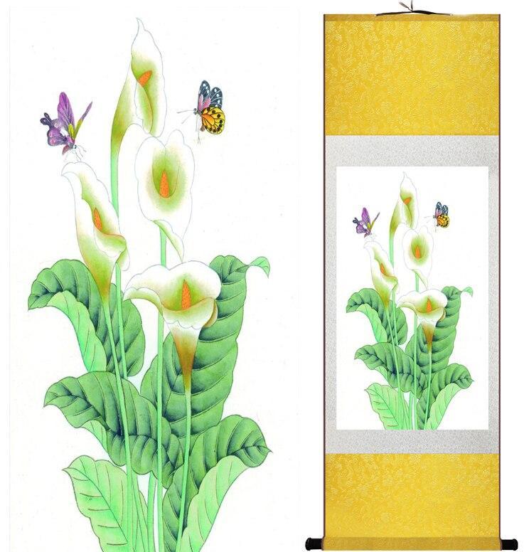 Chinese Art Scroll Painting Flowers Animal Birds Butterfly Ancient Silk Picture Wall Ideas 12078-Chinese Style Finds™