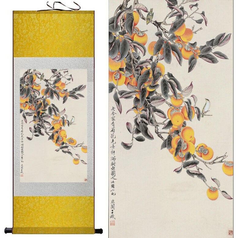 Chinese Art Scroll Painting Fruit Ancient Silk Picture Wall Ideas 10908-Chinese Style Finds™