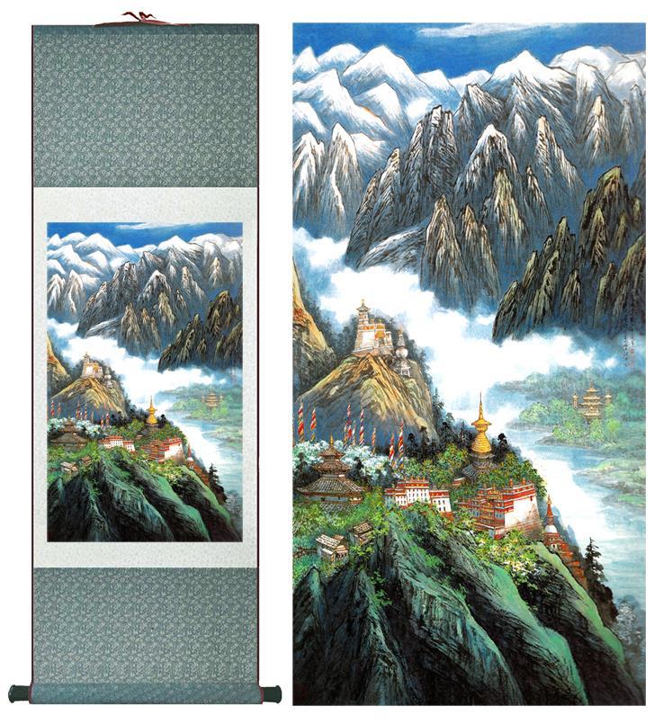 Chinese Art Scroll Painting Landscape Ancient Silk Picture Wall Ideas 10218-Chinese Style Finds™