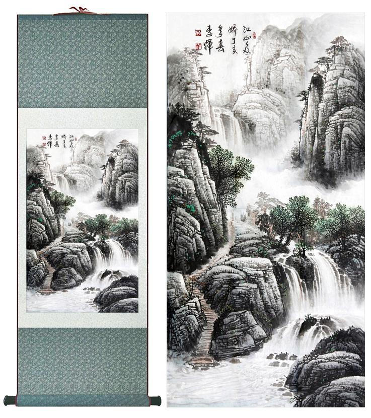 Chinese Art Scroll Painting Landscape Ancient Silk Picture Wall Ideas 10224-Chinese Style Finds™