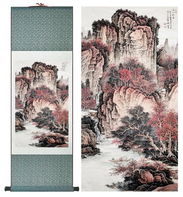 Chinese Art Scroll Painting Landscape Ancient Silk Picture Wall Ideas 10226-Chinese Style Finds™