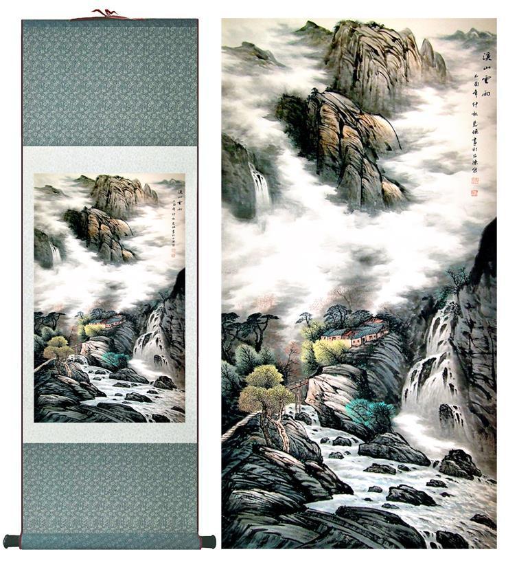 Chinese Art Scroll Painting Landscape Ancient Silk Picture Wall Ideas 10268-Chinese Style Finds™