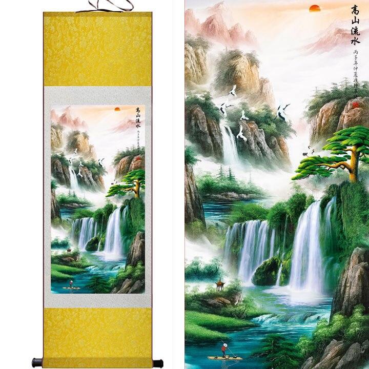 Chinese Art Scroll Painting Landscape Ancient Silk Picture Wall Ideas 10402-Chinese Style Finds™