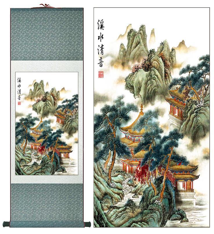 Chinese Art Scroll Painting Landscape Ancient Silk Picture Wall Ideas 10704-Chinese Style Finds™