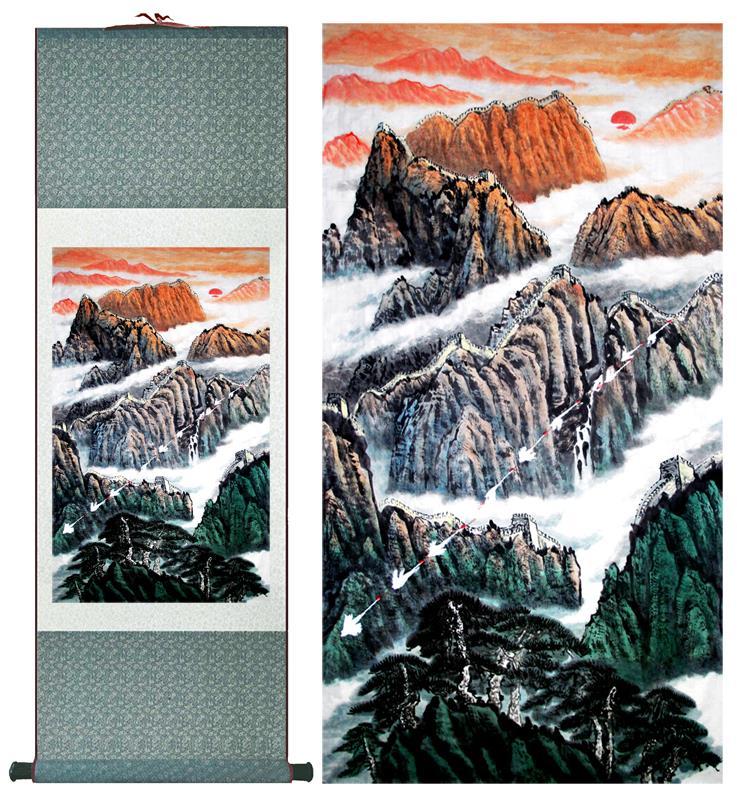 Chinese Art Scroll Painting Landscape Ancient Silk Picture Wall Ideas 10710-Chinese Style Finds™