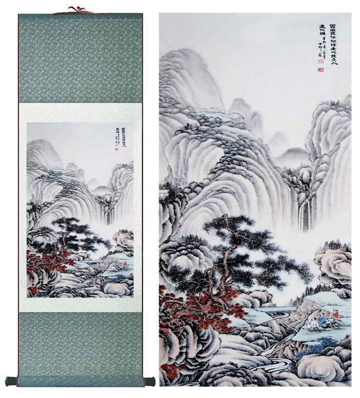 Chinese Art Scroll Painting Landscape Ancient Silk Picture Wall Ideas 10718-Chinese Style Finds™