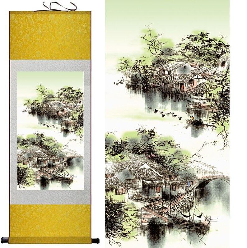 Chinese Art Scroll Painting Landscape Ancient Silk Picture Wall Ideas 10932-Chinese Style Finds™