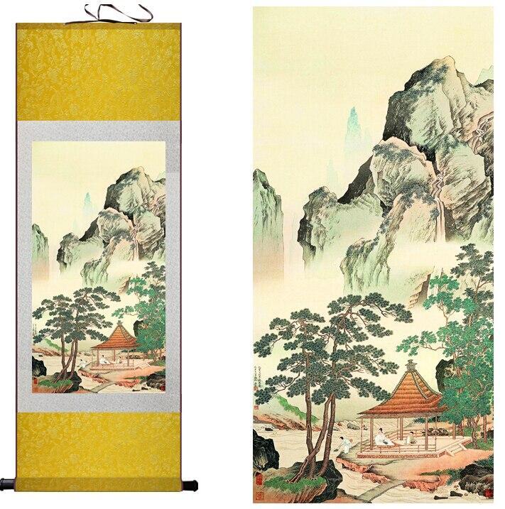 Chinese Art Scroll Painting Landscape Ancient Silk Picture Wall Ideas 11358-Chinese Style Finds™