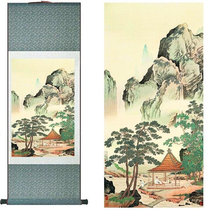 Chinese Art Scroll Painting Landscape Ancient Silk Picture Wall Ideas 11358-Chinese Style Finds™