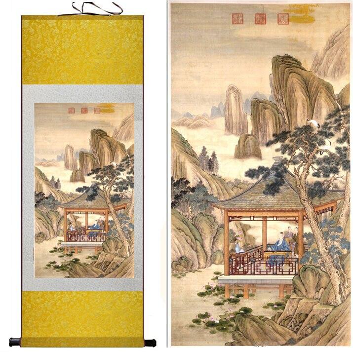 Chinese Art Scroll Painting Landscape Ancient Silk Picture Wall Ideas 11586-Chinese Style Finds™