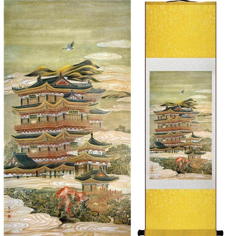 Chinese Art Scroll Painting Landscape Ancient Silk Picture Wall Ideas 11746-Chinese Style Finds™