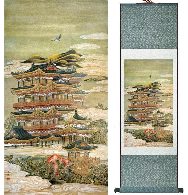 Chinese Art Scroll Painting Landscape Ancient Silk Picture Wall Ideas 11746-Chinese Style Finds™