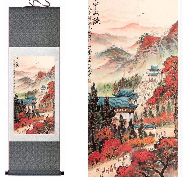 Chinese Art Scroll Painting Landscape Ancient Silk Picture Wall Ideas 13006-Chinese Style Finds™