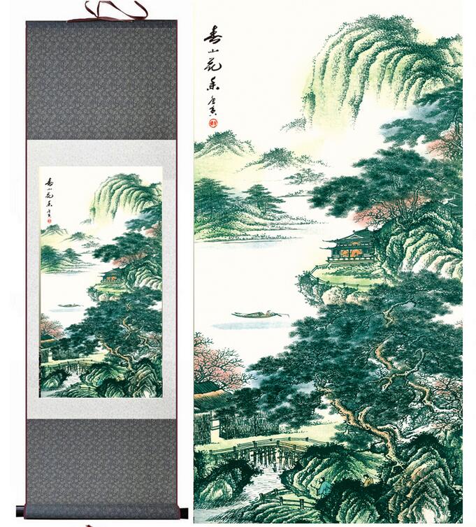 Chinese Art Scroll Painting Landscape Ancient Silk Picture Wall Ideas 13022-Chinese Style Finds™