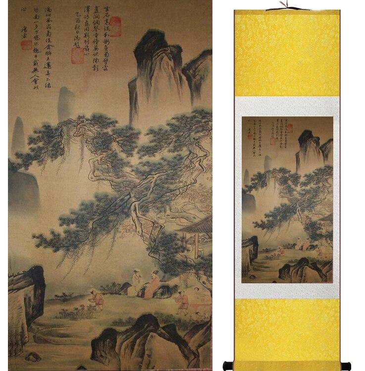 Chinese Art Scroll Painting Landscape Ancient Silk Picture Wall Ideas 13026-Chinese Style Finds™