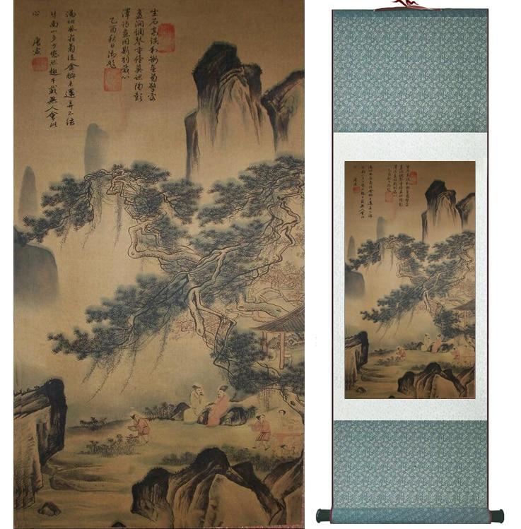 Chinese Art Scroll Painting Landscape Ancient Silk Picture Wall Ideas 13026-Chinese Style Finds™