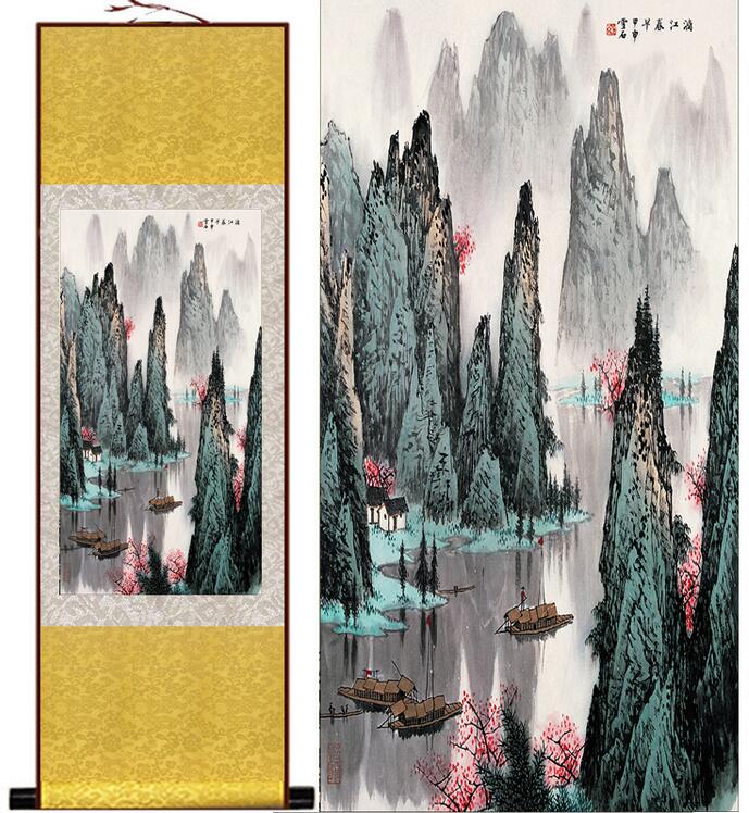 Chinese Art Scroll Painting Landscape Ancient Silk Picture Wall Ideas 13030-Chinese Style Finds™