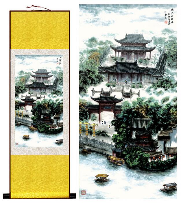 Chinese Art Scroll Painting Landscape Ancient Silk Picture Wall Ideas 13438-Chinese Style Finds™