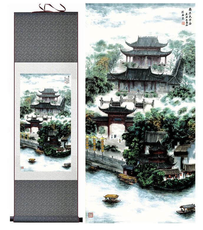 Chinese Art Scroll Painting Landscape Ancient Silk Picture Wall Ideas 13438-Chinese Style Finds™