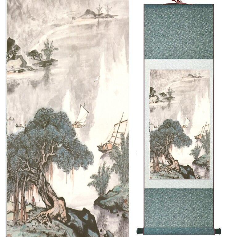 Chinese Art Scroll Painting Landscape Ancient Silk Picture Wall Ideas 13658-Chinese Style Finds™