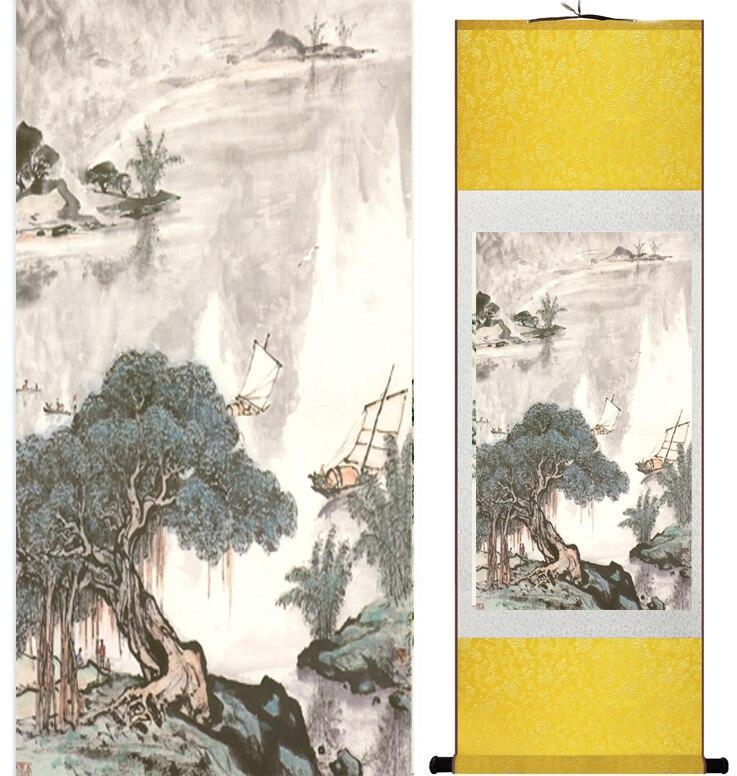 Chinese Art Scroll Painting Landscape Ancient Silk Picture Wall Ideas 13658-Chinese Style Finds™