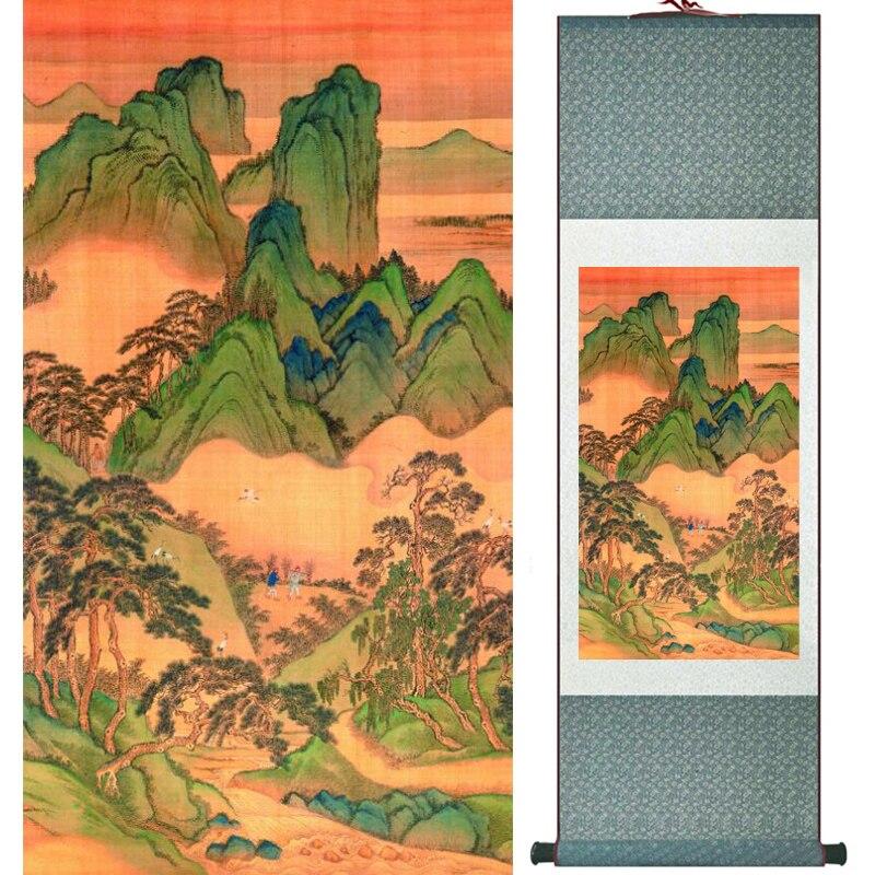 Chinese Art Scroll Painting Landscape Ancient Silk Picture Wall Ideas 15696-Chinese Style Finds™