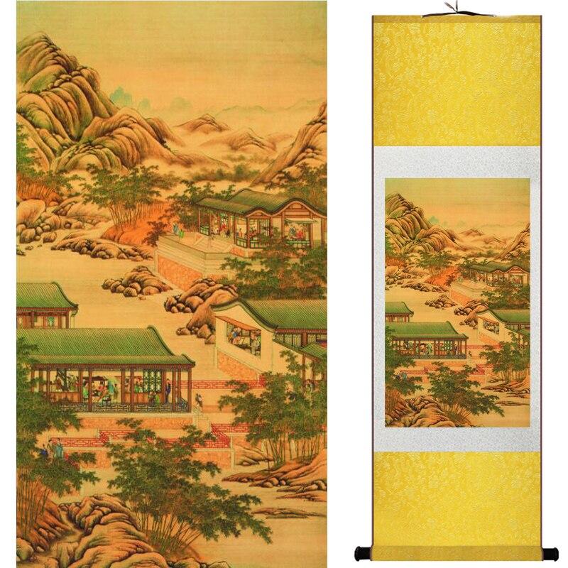 Chinese Art Scroll Painting Landscape Ancient Silk Picture Wall Ideas 15704-Chinese Style Finds™