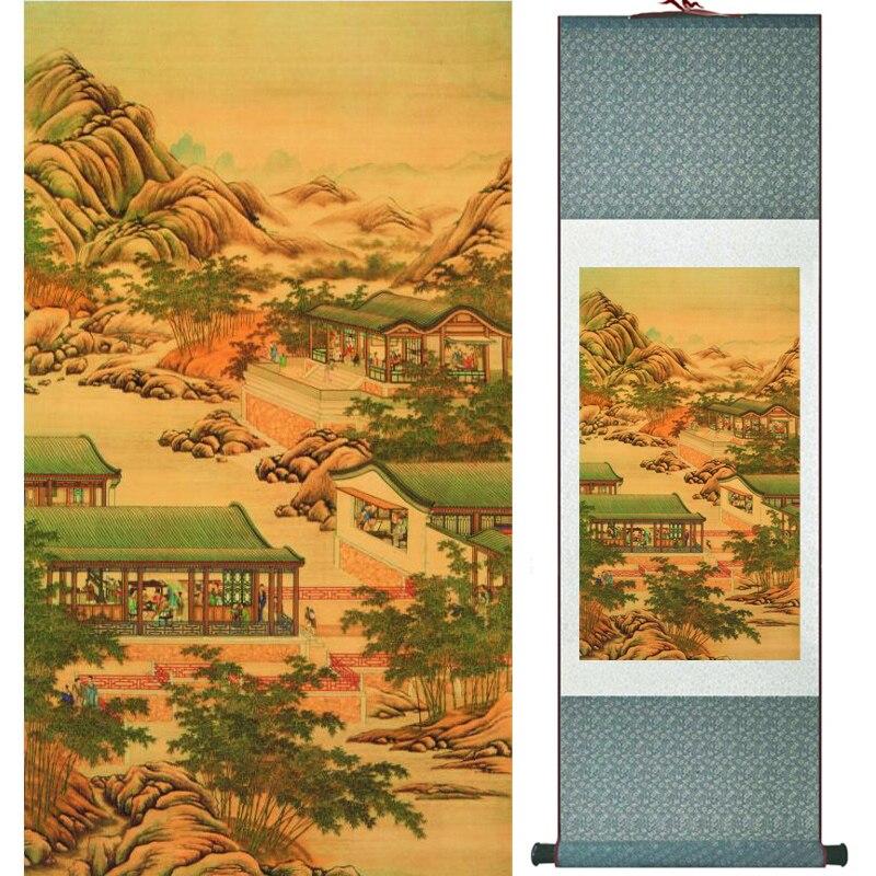 Chinese Art Scroll Painting Landscape Ancient Silk Picture Wall Ideas 15704-Chinese Style Finds™