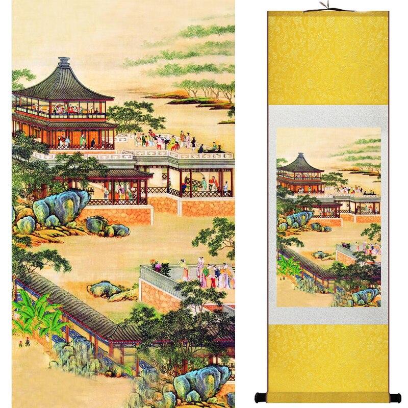 Chinese Art Scroll Painting Landscape Ancient Silk Picture Wall Ideas 15724-Chinese Style Finds™