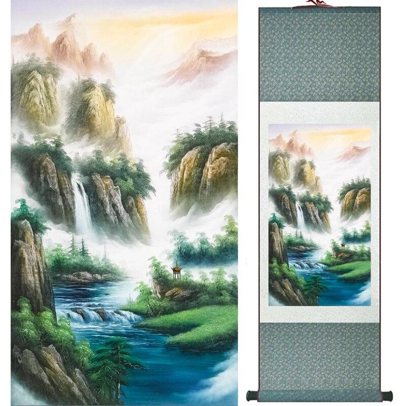 Chinese Art Scroll Painting Landscape Ancient Silk Picture Wall Ideas 16136-Chinese Style Finds™