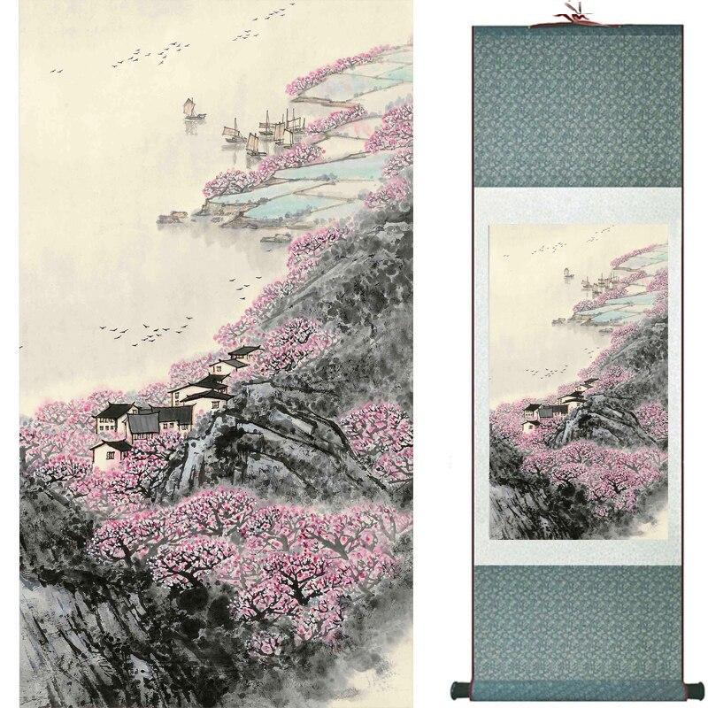 Chinese Art Scroll Painting Landscape Ancient Silk Picture Wall Ideas 16534-Chinese Style Finds™