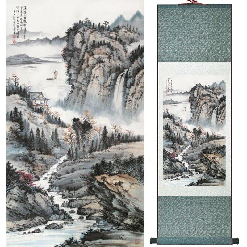 Chinese Art Scroll Painting Landscape Ancient Silk Picture Wall Ideas 16862-Chinese Style Finds™