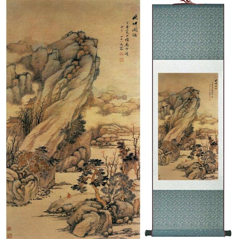 Chinese Art Scroll Painting Landscape Ancient Silk Picture Wall Ideas 16890-Chinese Style Finds™