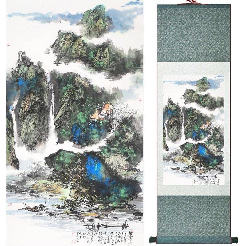 Chinese Art Scroll Painting Landscape Ancient Silk Picture Wall Ideas 16894-Chinese Style Finds™