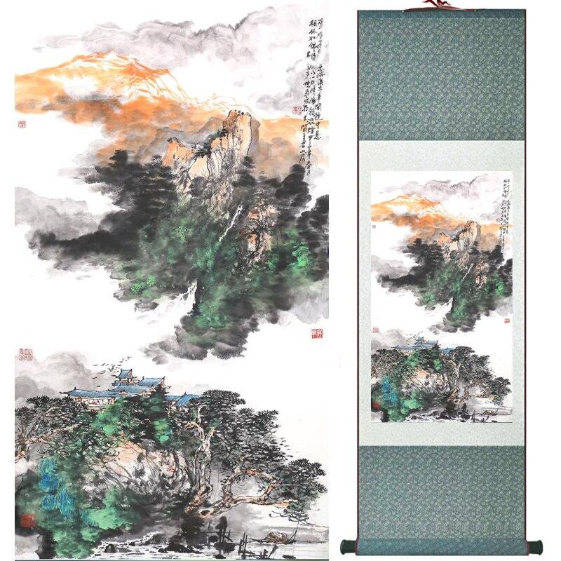 Chinese Art Scroll Painting Landscape Ancient Silk Picture Wall Ideas 16906-Chinese Style Finds™