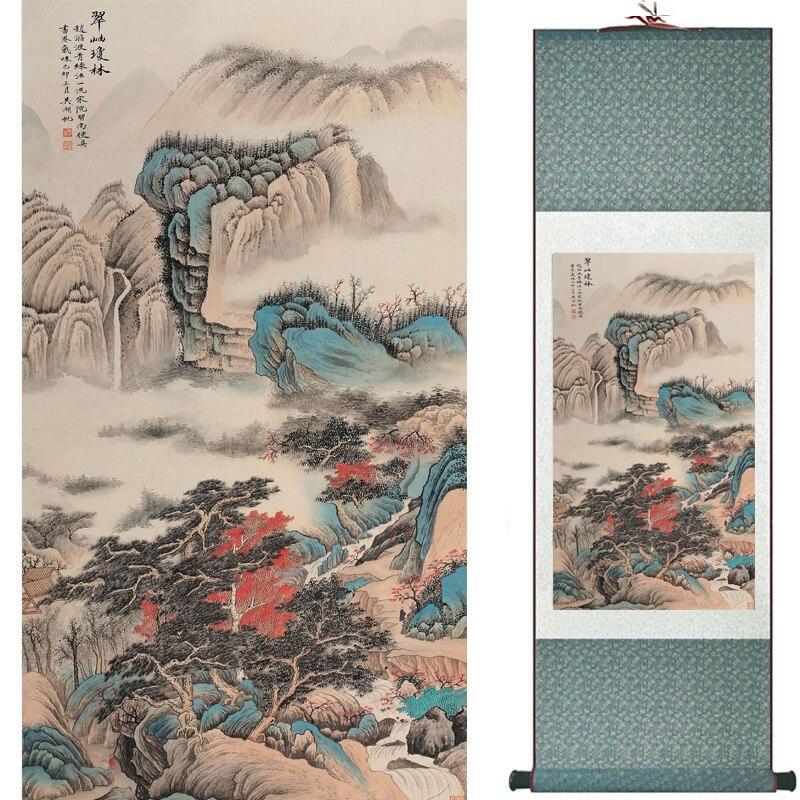 Chinese Art Scroll Painting Landscape Ancient Silk Picture Wall Ideas 16914-Chinese Style Finds™