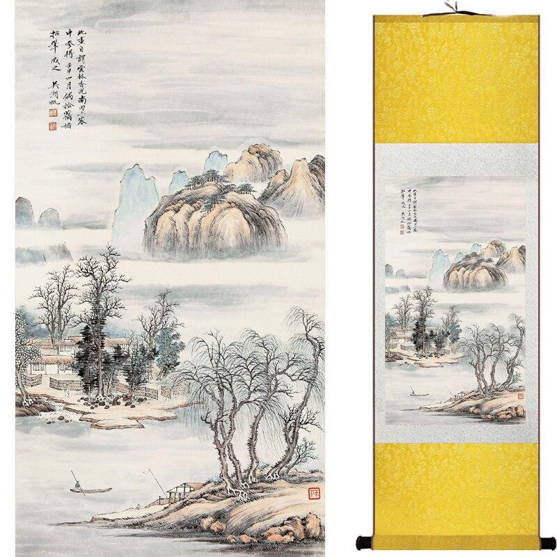 Chinese Art Scroll Painting Landscape Ancient Silk Picture Wall Ideas 16938-Chinese Style Finds™