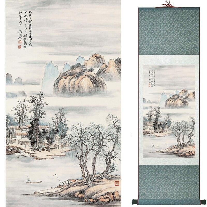 Chinese Art Scroll Painting Landscape Ancient Silk Picture Wall Ideas 16938-Chinese Style Finds™